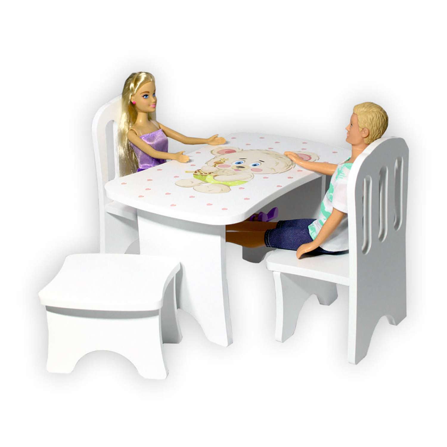 Набор деревянной мебели ViromToys для кукол белый Мд1001 - фото 2