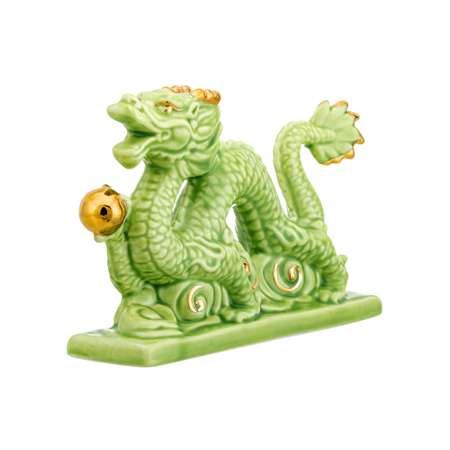 Фигурка декоративная Elan Gallery 15х4х9 см Китайский дракон зеленая с золотом