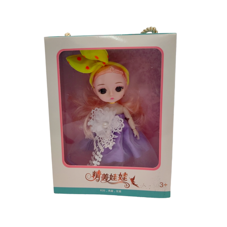 Кукла SHARKTOYS 15 см с бантом в бело-розовом платье в подарочном пакете
