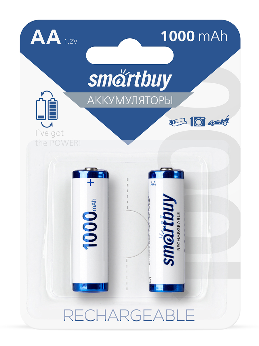 Аккумулятор Smartbuy NiMh 1000 mAh R6 - 2 шт. в упаковке - фото 1