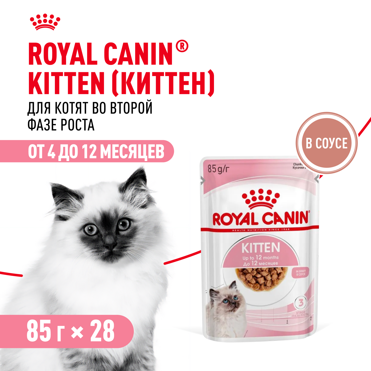 Влажный корм для кошек ROYAL CANIN Kitten 0.085 кг (полнорационный) - фото 1