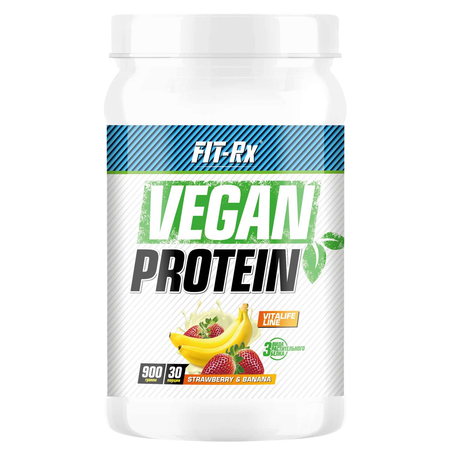 Концентрат Белковый коктель Fit-Rx Vegan Protein клубника-банан 900г - фото 1
