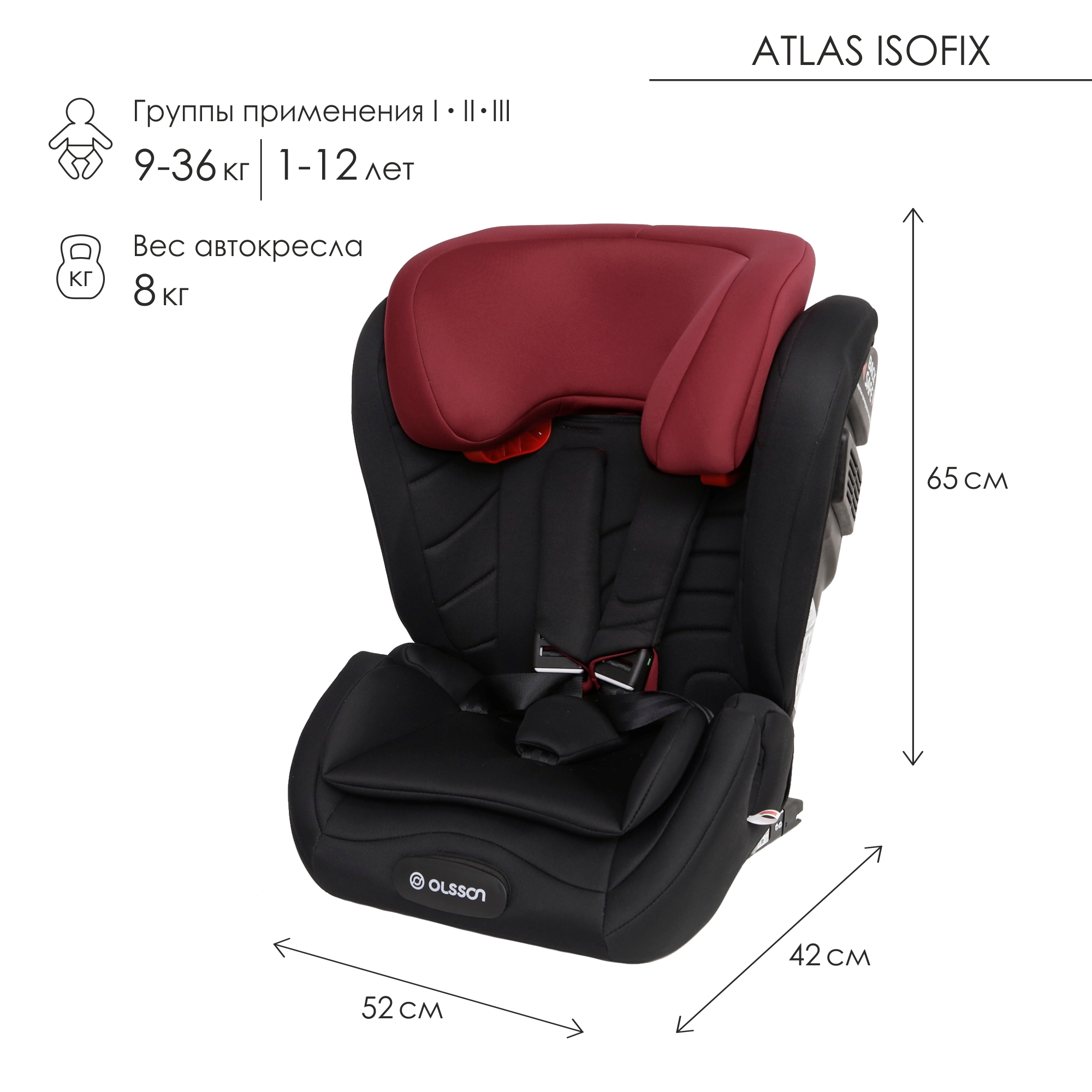 Автокресло Olsson Atlas Isofix Black-Red купить по цене 6299 ₽ в  интернет-магазине Детский мир