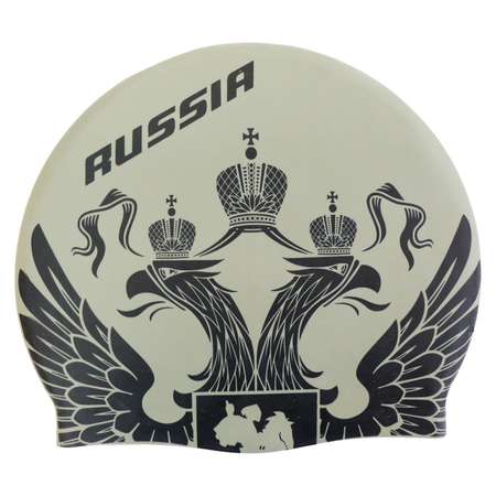 Шапочка для плавания Elous EL010 силиконовая Россия герб серый