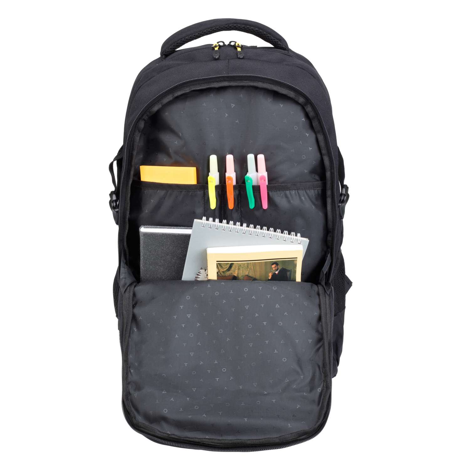 Рюкзак TORBER CLASS X черно желтый с принтом Буквы - фото 5
