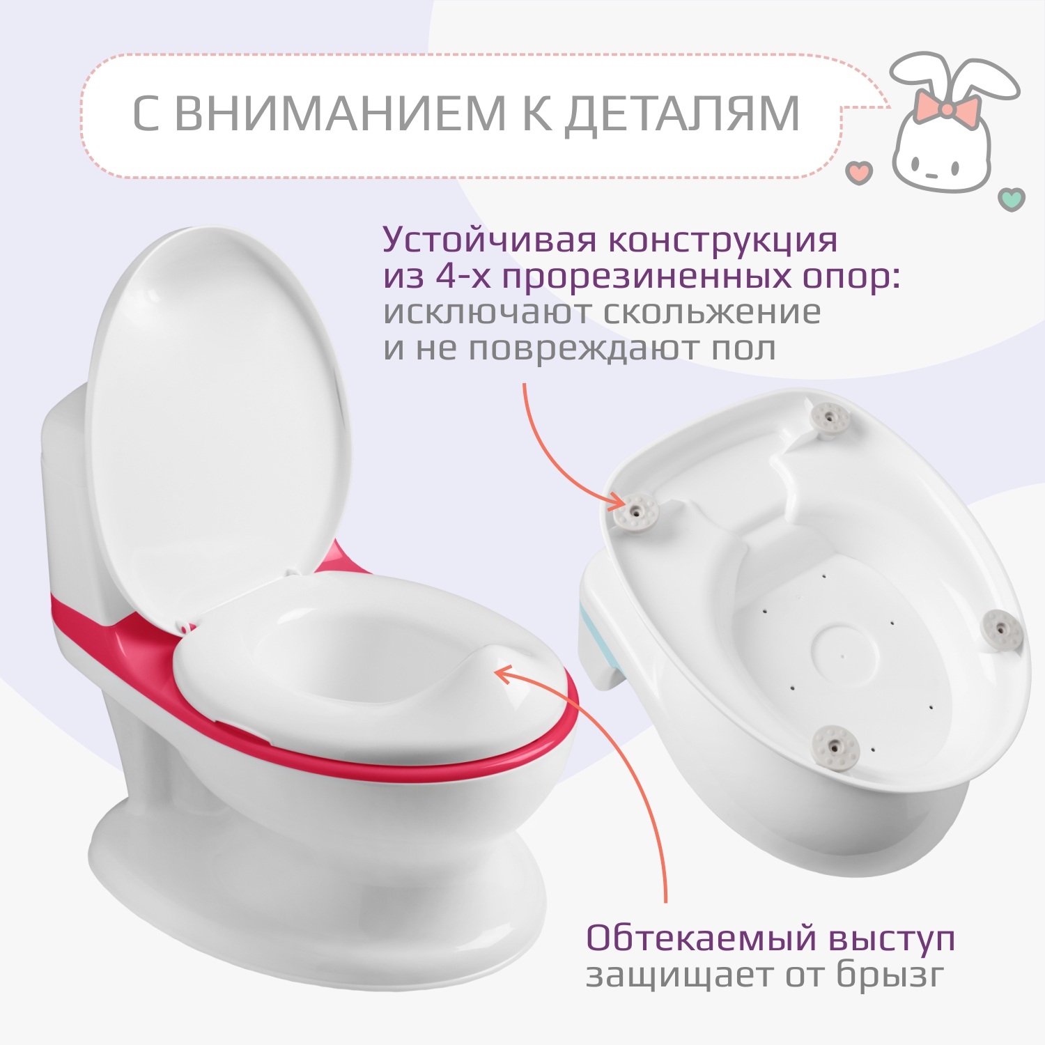 Горшок унитаз детский KidWick музыкальный Hippo красный купить по цене 3239  ₽ в интернет-магазине Детский мир