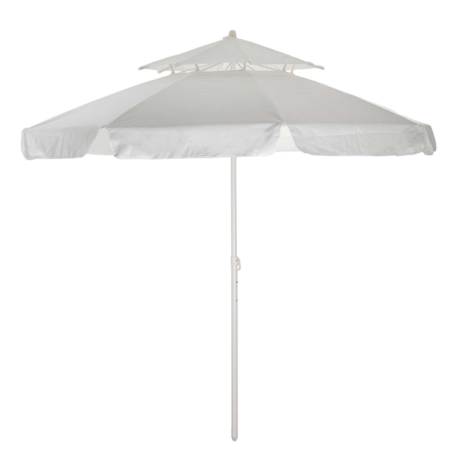 Зонт пляжный BABY STYLE большой от солнца садовый с двойным клапаном 2.7 м прямой белый - фото 1