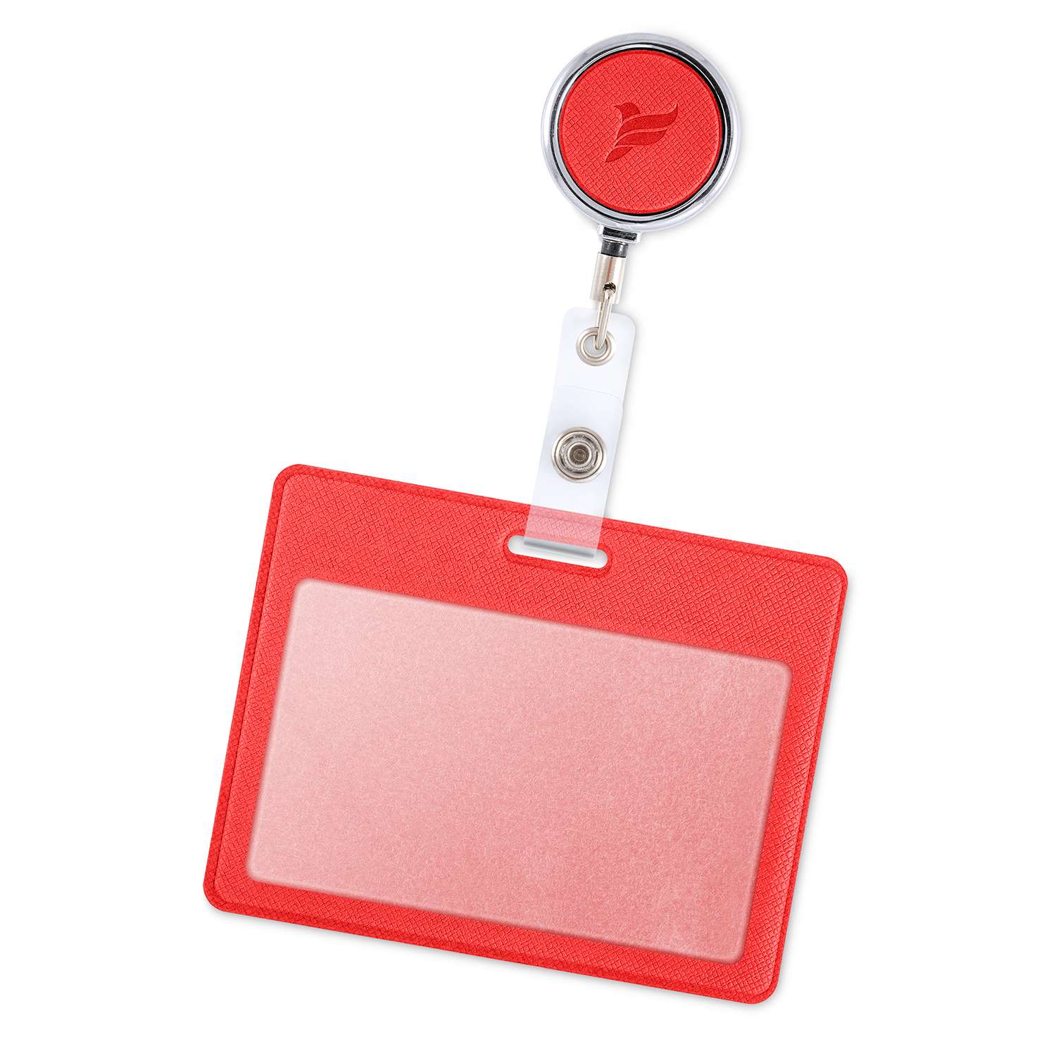 Держатель для бейджа Flexpocket с металлическим ретрактором горизонтальный красный - фото 2
