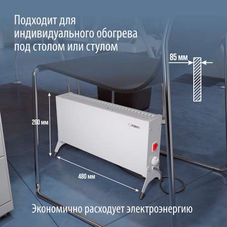 Конвектор электрический РЭМО Такса СБ-1000.1 белый Х-элемент