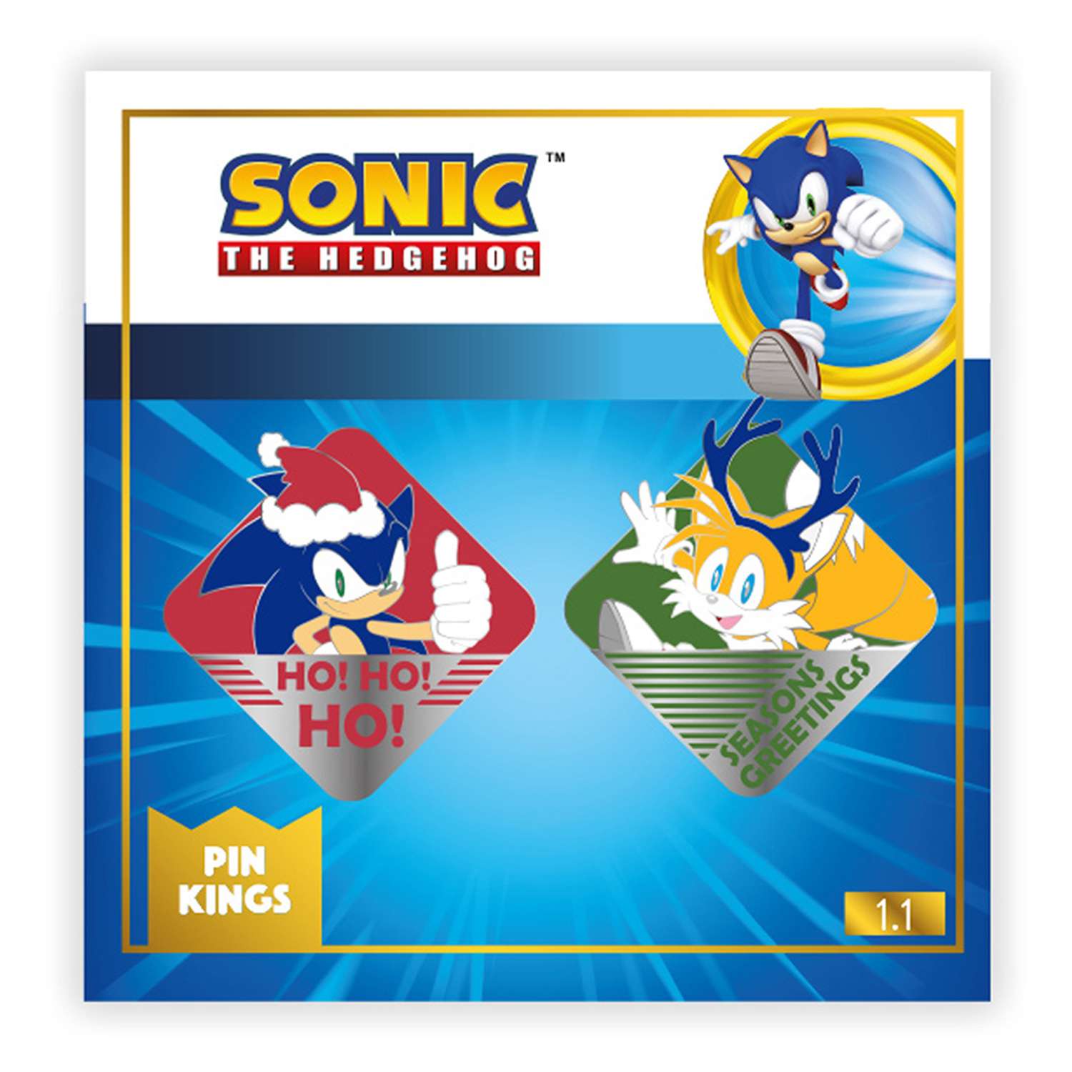 Набор значков Sonic The Hedgehog Modern Christmas 2 шт –  Соник и Тейлз - фото 1