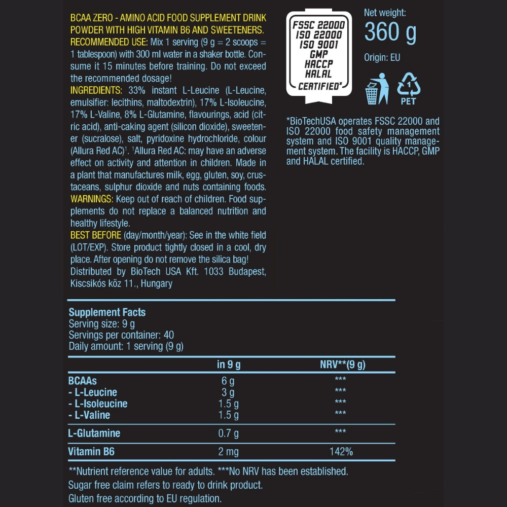 БЦАА BiotechUSA BCAA Zero 360 г. Кола - фото 2