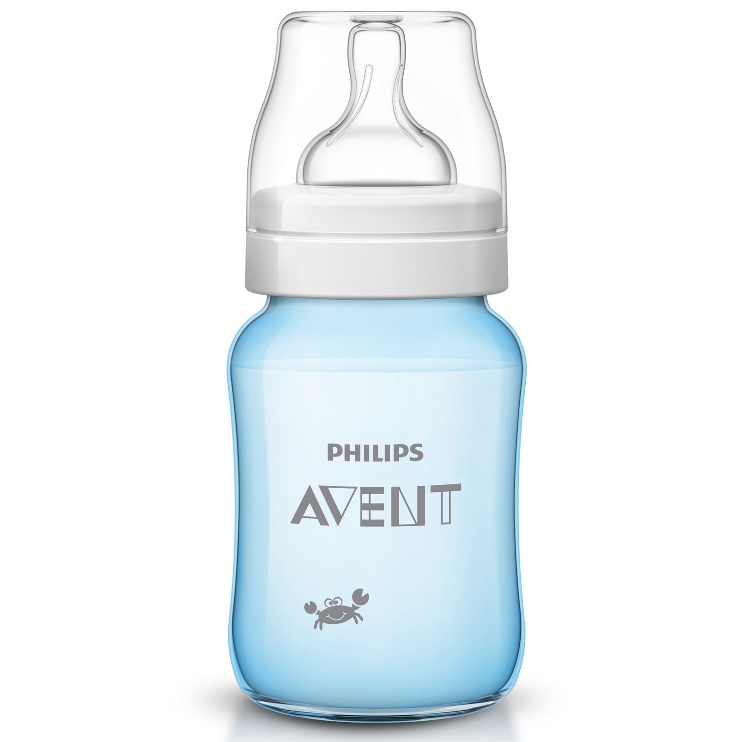 Бутылочка Philips Avent Classic+ SCF573/14 Краб 260 мл с 1 мес+ Голубая (SCF573/14) - фото 1