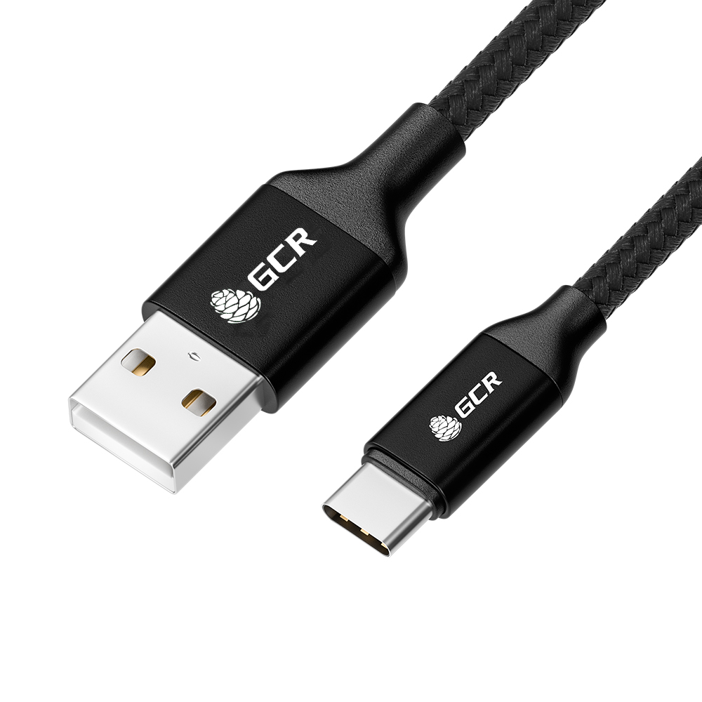 Кабель USB GCR 0.5m TypeC быстрая зарядка в черной нейлоновой оплетке GCR-52510 - фото 2