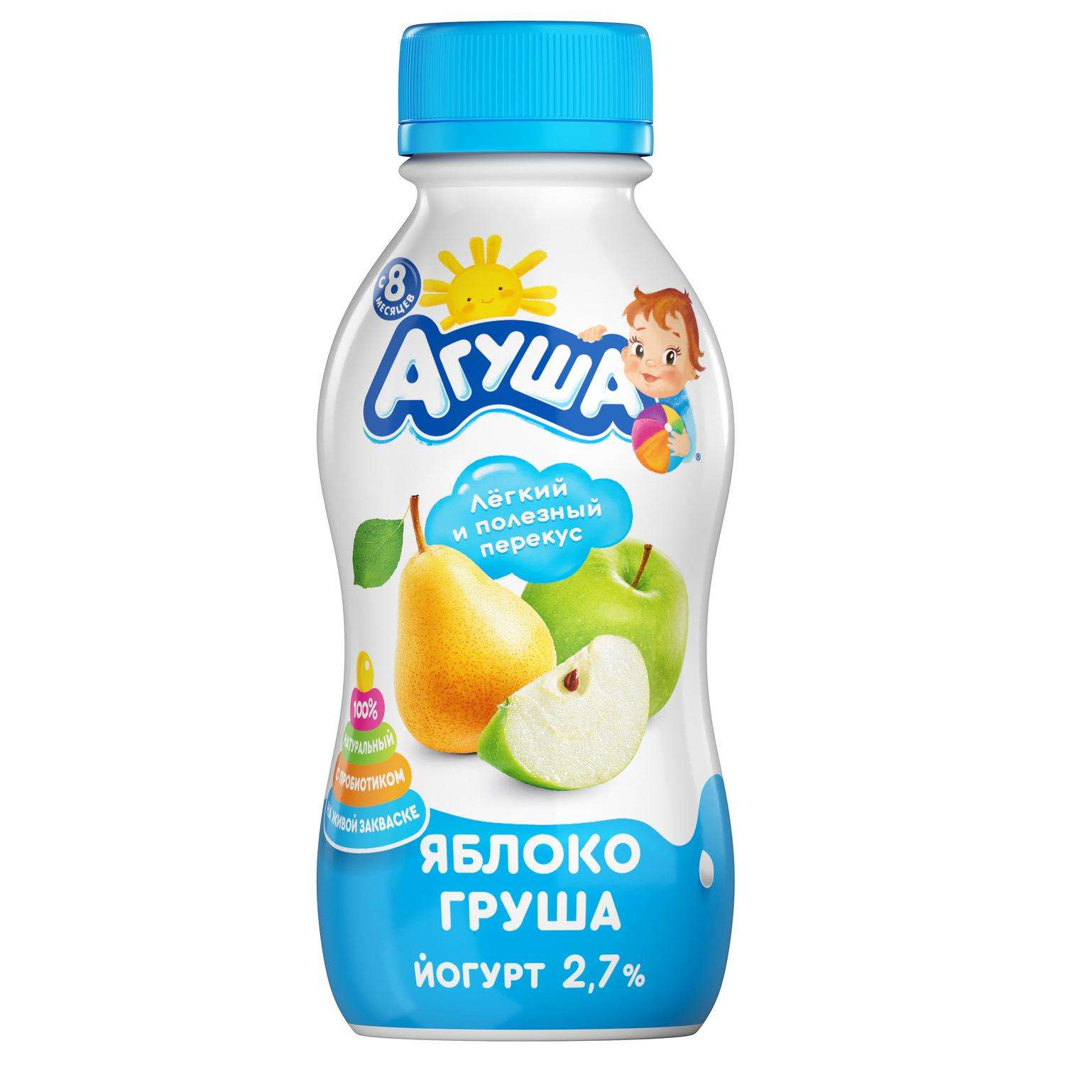 Йогурт питьевой Агуша 2.7% яблоко-груша 180г с 8месяцев - фото 3