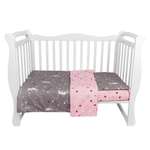 Комплект в кроватку AmaroBaby 3 предмета BABY BOOM Princess серый розовый