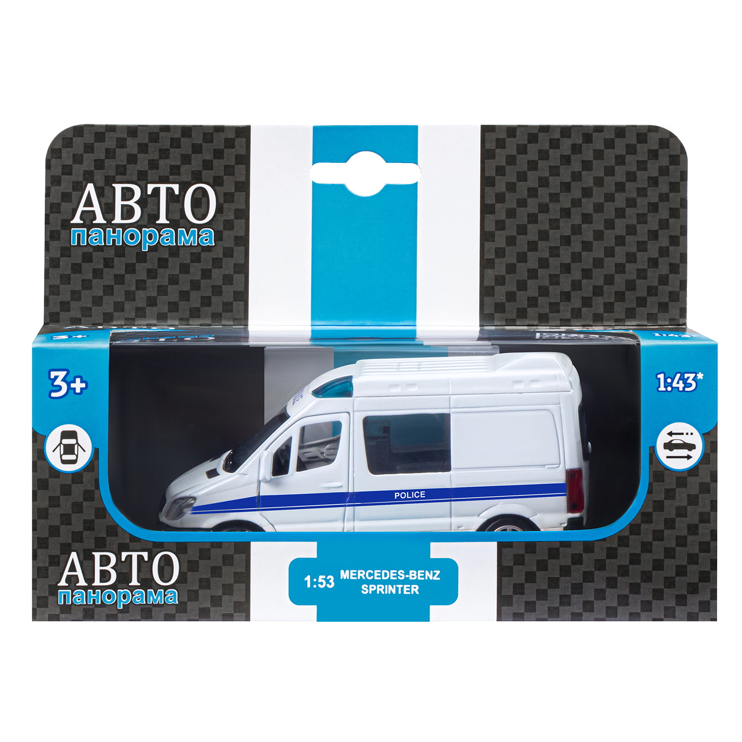 Полицейская машина АВТОпанорама Mercedes Benz Sprinter 1:53 Полиция белый JB1251634 - фото 5