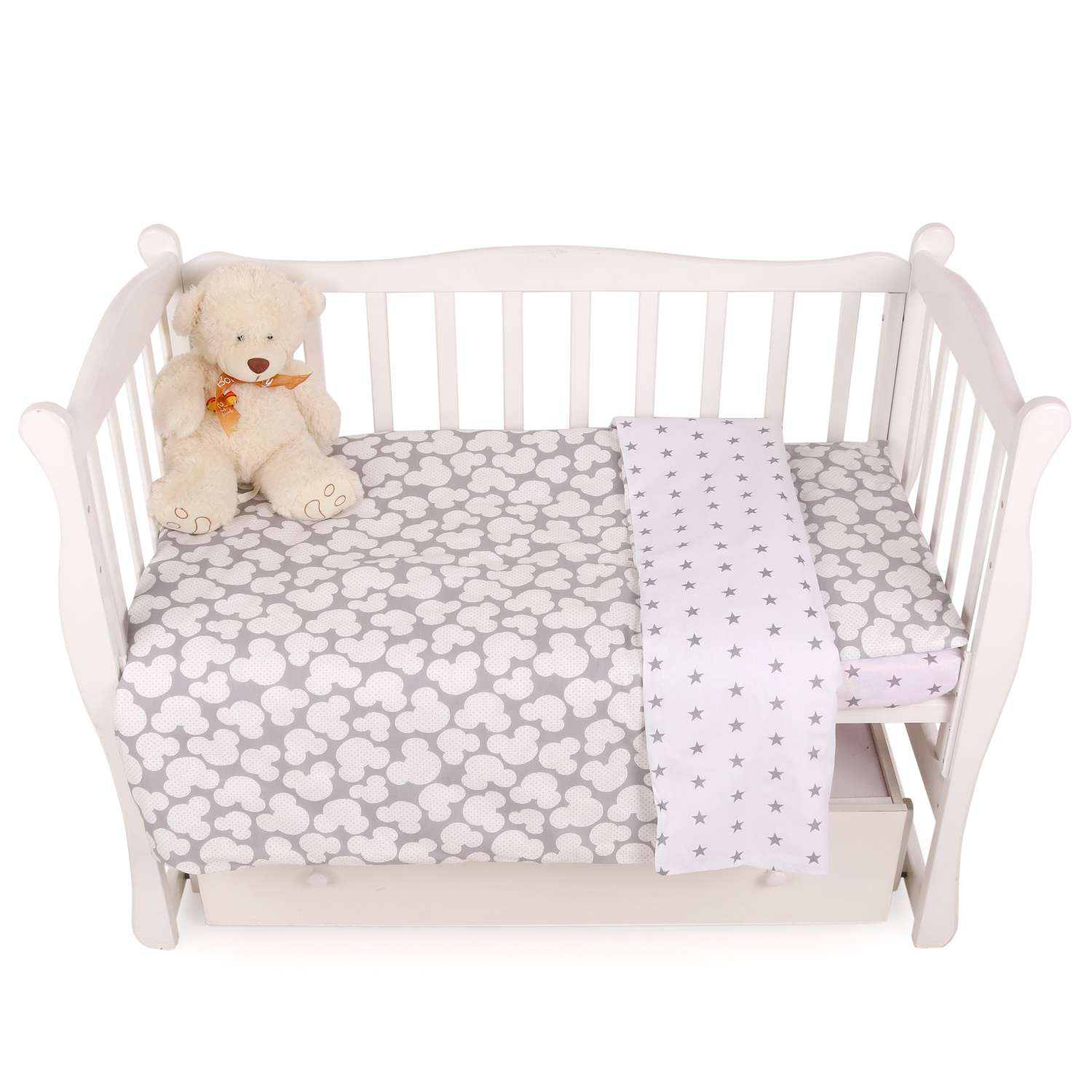 Комплект постельного белья Amarobaby Baby Boom Мышонок 3предмета Серый - фото 4