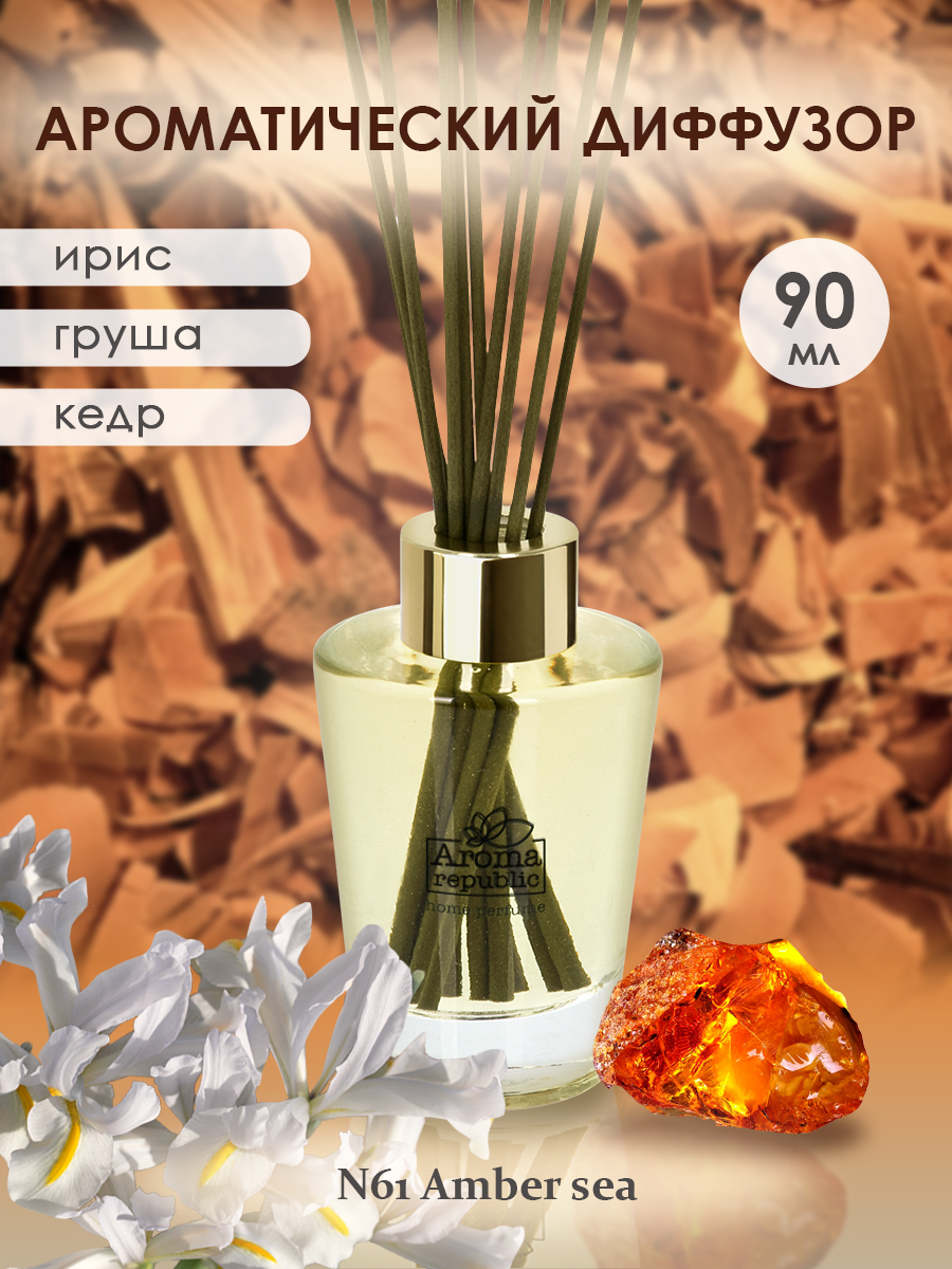 Ароматический диффузор Aroma Republic в стеклянном флаконе 90 мл №61 Amber sea - фото 2