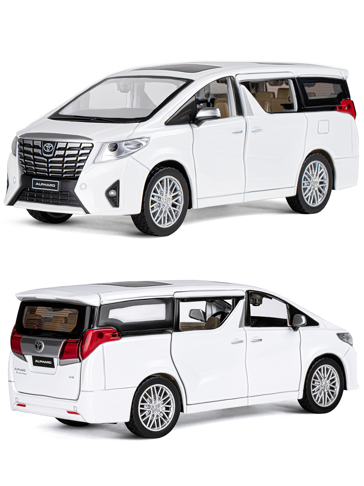 Автомобиль АВТОпанорама Toyota Alphard 1:29 белый JB1251333 - фото 6