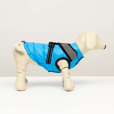 Куртка для собак Sima-Land со светоотражающей шлейкой голубая