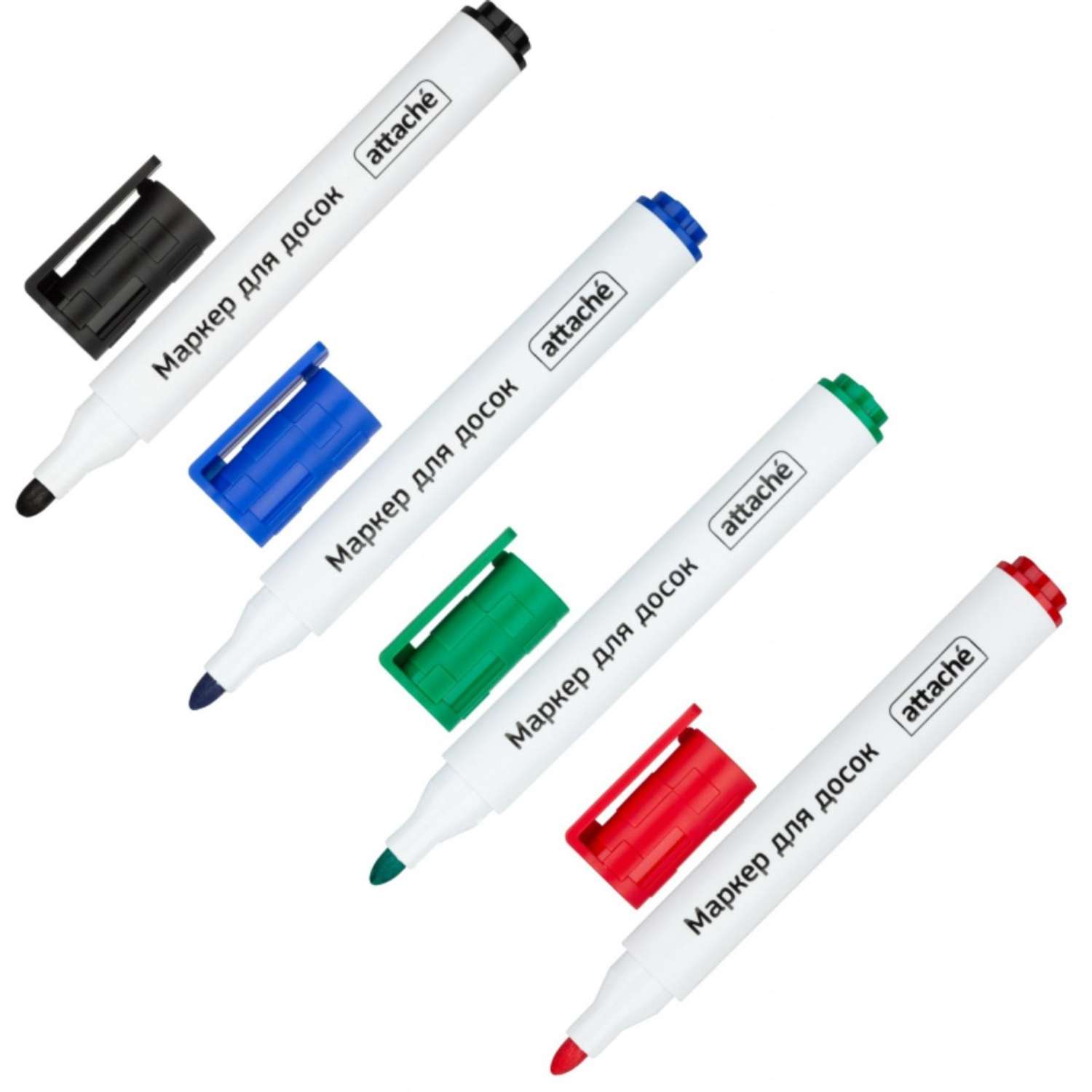 Маркер для досок Attache Accent 4 цвета круглый наконечник 1-5 мм 2 упаковки по 4 шт - фото 1
