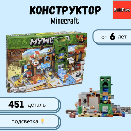 Конструктор My World BalaToys 451 деталь шахта крипера с подсветкой