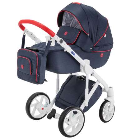 Коляска 3в1 BeBe-mobile Marconi Standart BE32 Темный Джинс+Красная кожаная отдлека