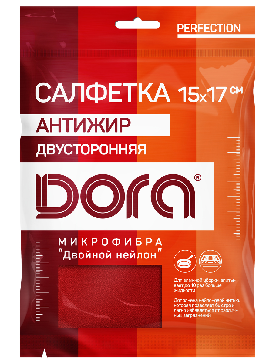 Салфетка из микрофибры DORA антижир 15х17 см - фото 1