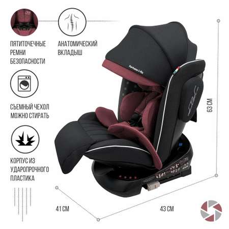 Автокресло 0-36кг Sweet Baby Fortuna 360 SPS isofix wine black