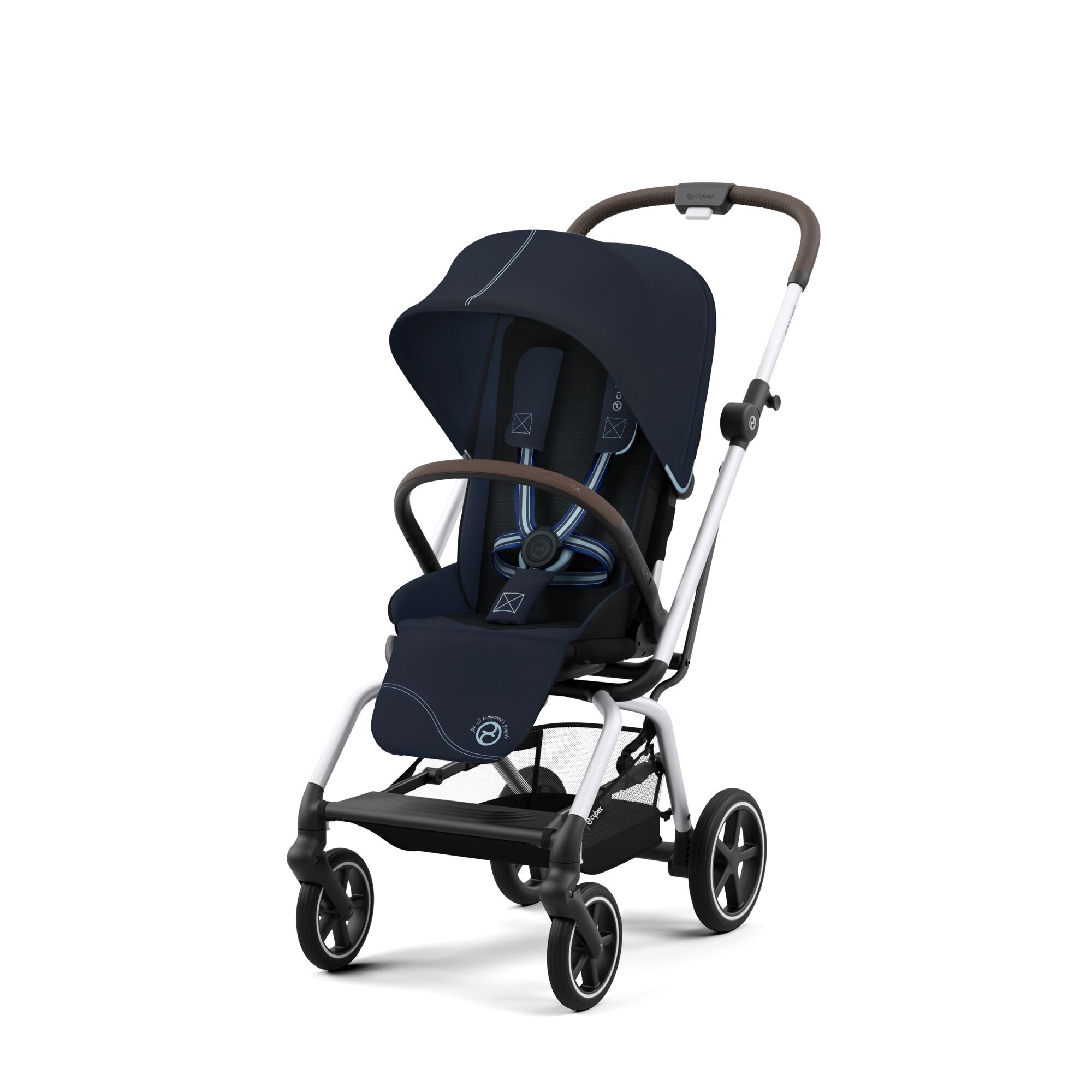 Коляская детская Cybex Eezy S Twist+ 2 SLV Ocean Blue с дождевиком и бампером - фото 2