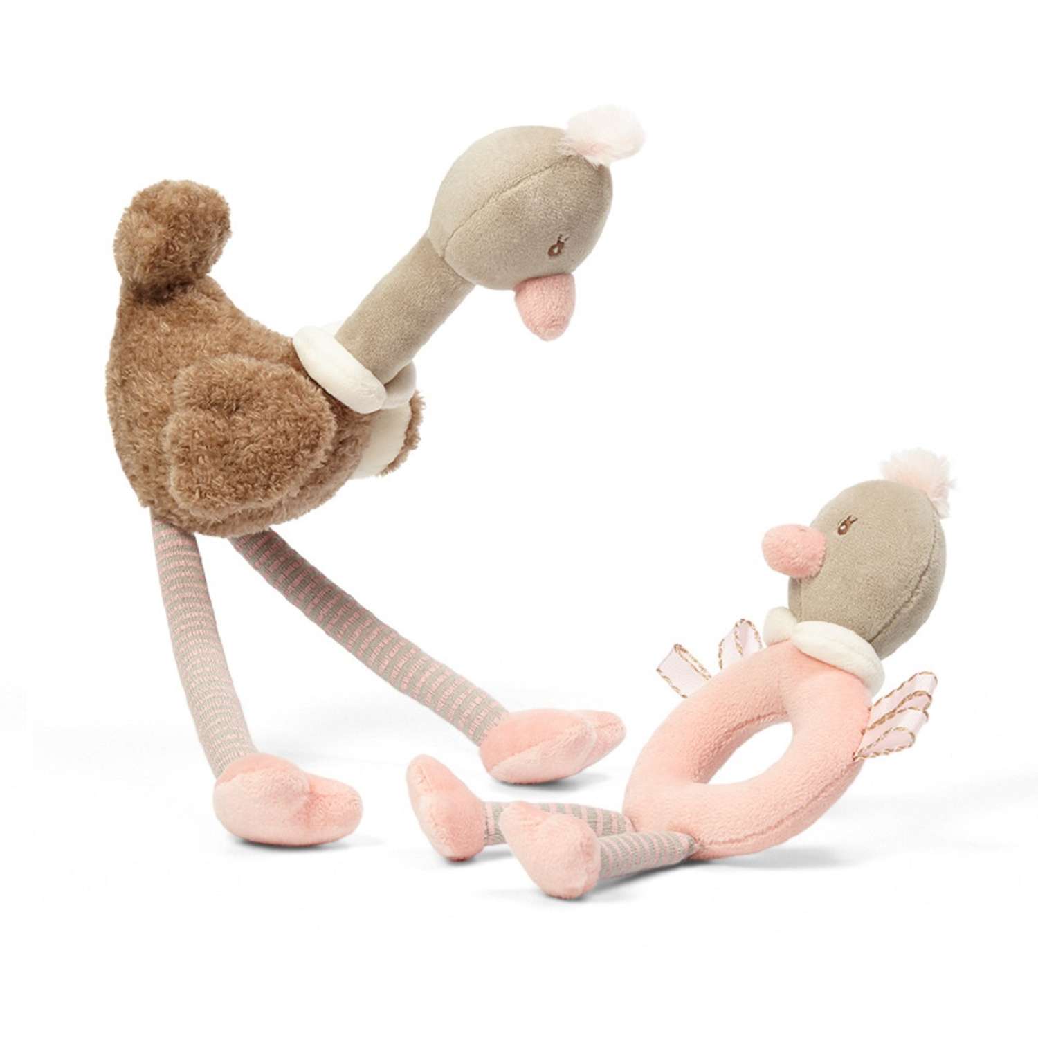 Набор игрушек Babyono Ostrich Family 2 шт с шелестящими элементами и пищалкой - фото 2
