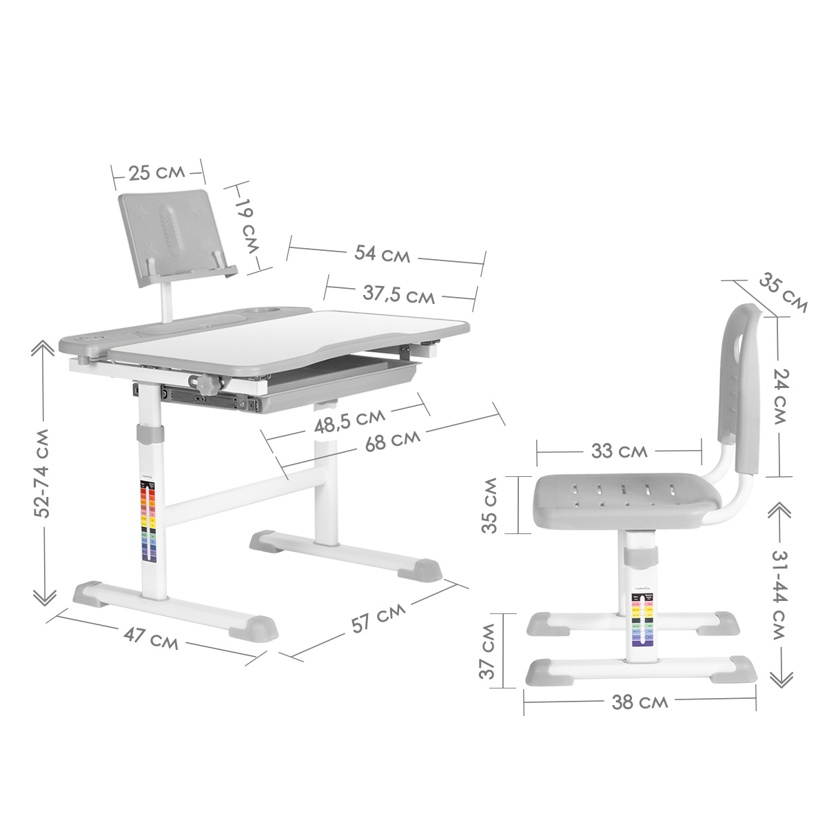 Комплект парта + стул Anatomica Avgusta белый/серый купить по цене 8629 ₽ в  интернет-магазине Детский мир