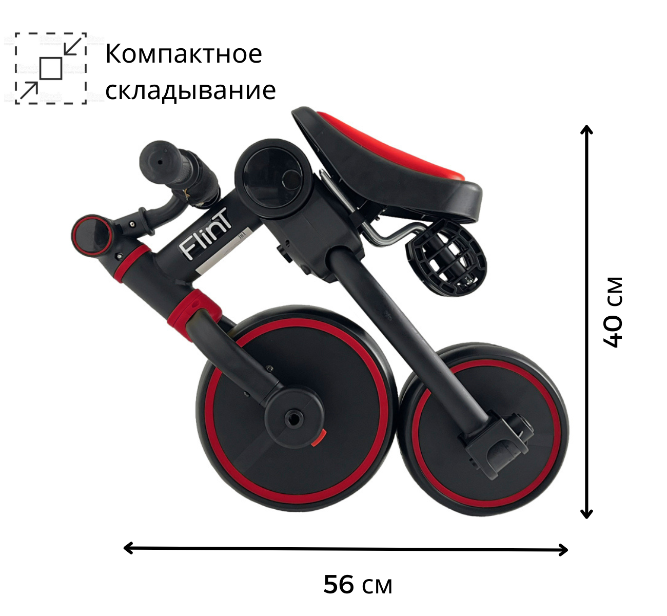 Беговел-велосипед 4в1 детский Bubago Flint черно-красный - фото 3