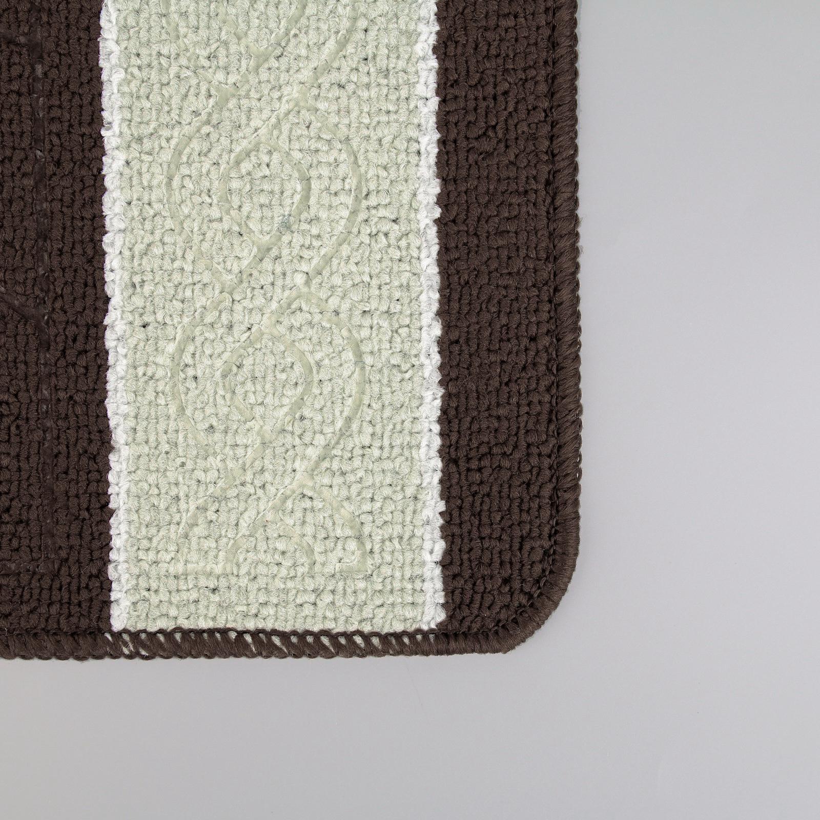 Набор ковриков Доляна для ванной и туалета «Полосатый» 2 шт: 78×475 40×475 см цвет бежево-коричневый - фото 3