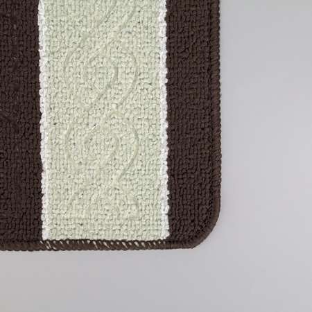 Набор ковриков Доляна для ванной и туалета «Полосатый» 2 шт: 78×475 40×475 см цвет бежево-коричневый