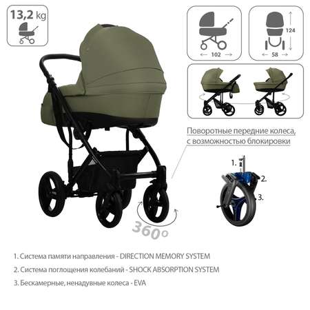 Коляска 2в1 Bebetto Tiger PRIMA экокожа шасси Черное 05