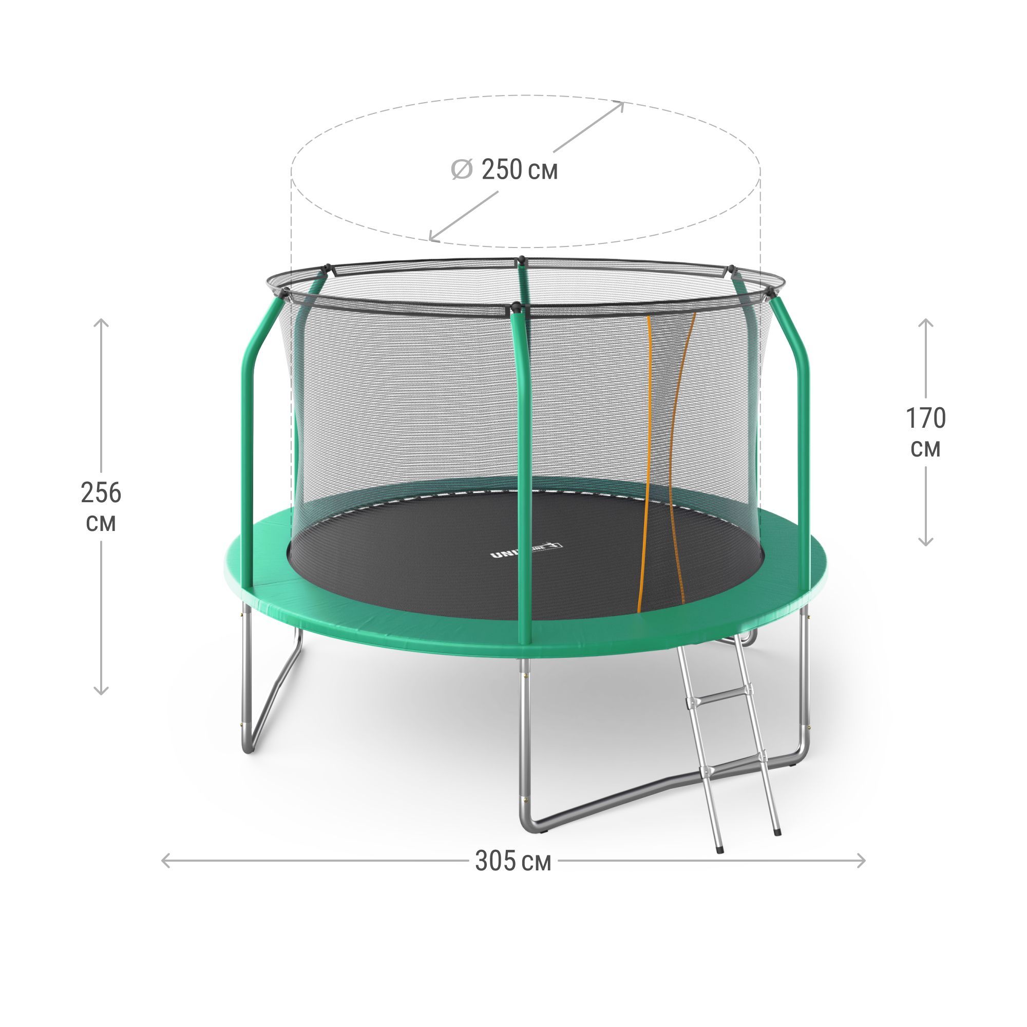 Батут каркасный SUPREME 10 ft UNIX line диаметр 305 см вес до 150 кг  прыжковой зоны 250 см купить по цене 26769 ₽ в интернет-магазине Детский мир