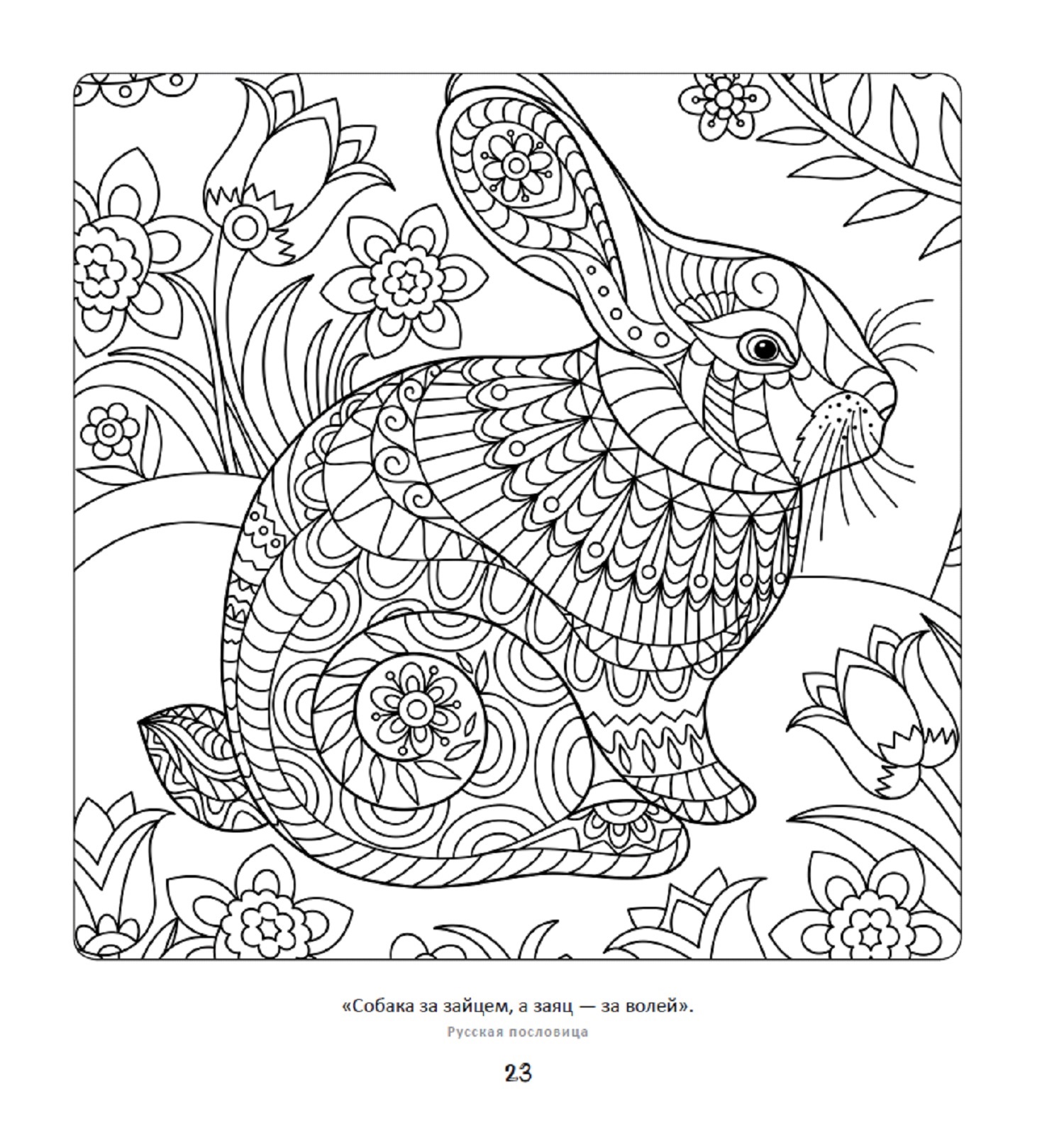 Раскраска Милые зайчата Рисунки для медитаций - фото 9