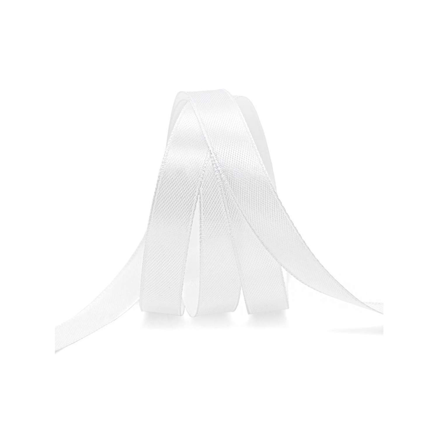 Лента Айрис атласная упаковочная флористическая 1.2 см 22.86 м 001 белоснежный - фото 2