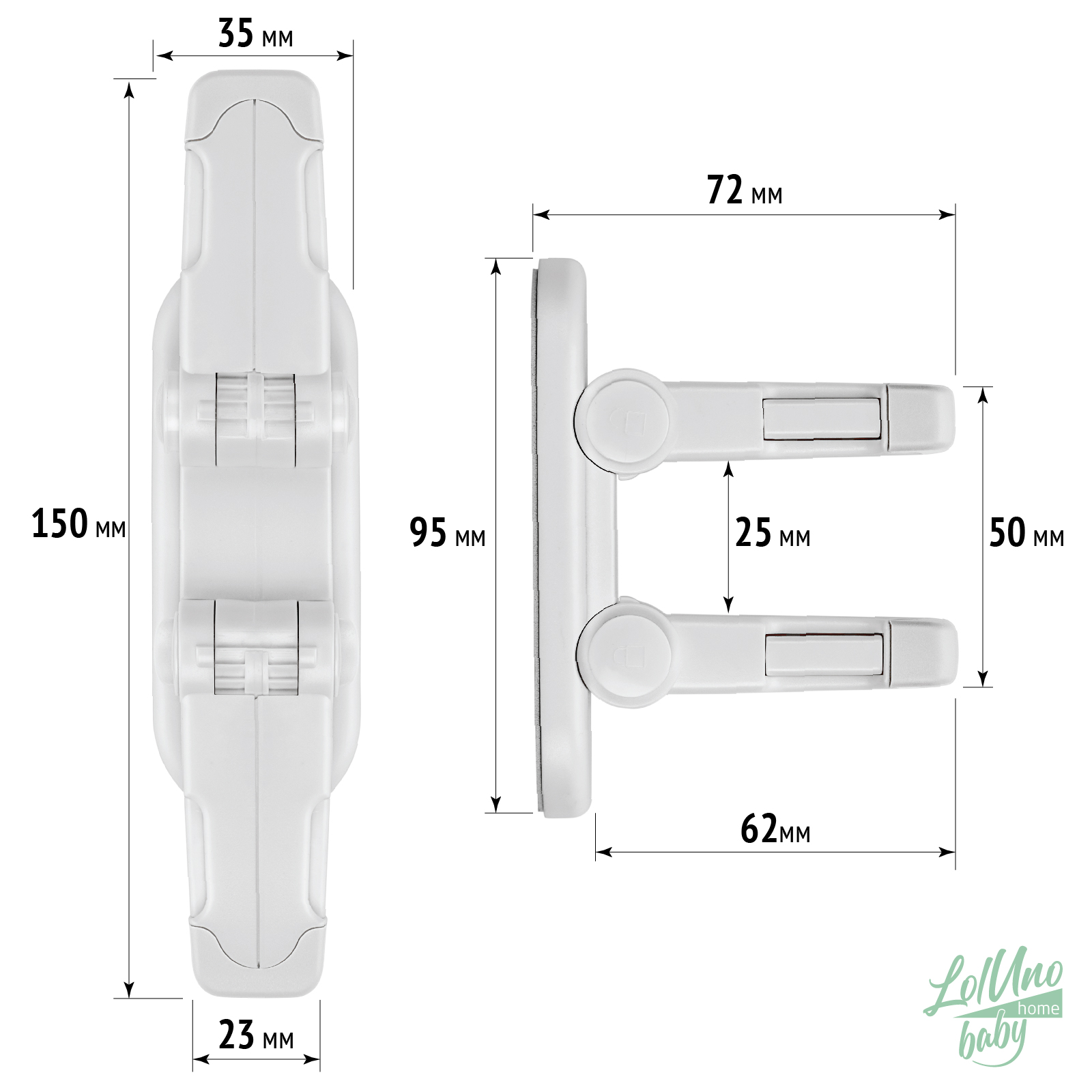 Замок блокиратор LolUno Home baby ручки дверей и окон 2 шт - фото 2