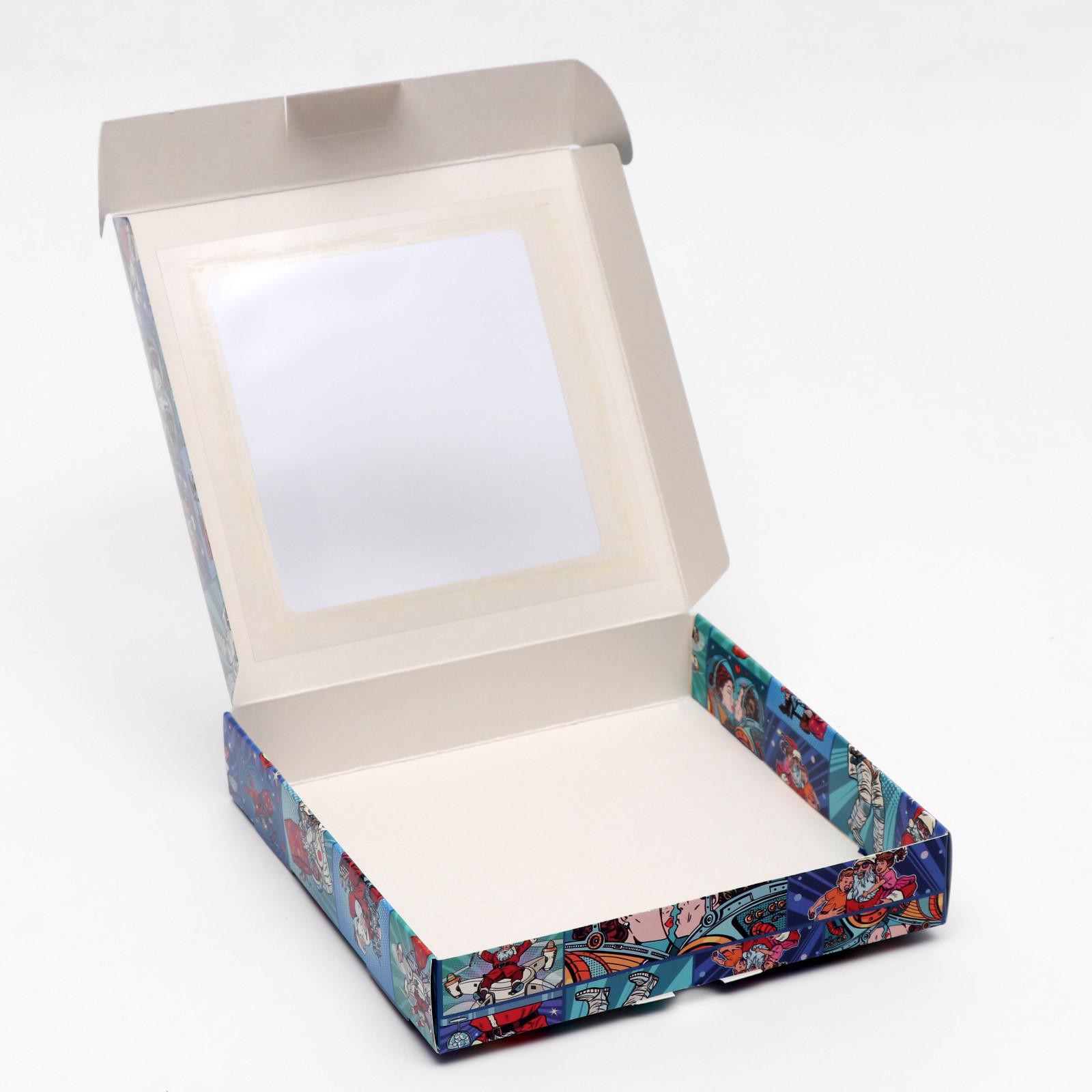 Коробка Sima-Land самосборная«Pop art улётный новый год» 16×16×3 см. 1 шт. - фото 2