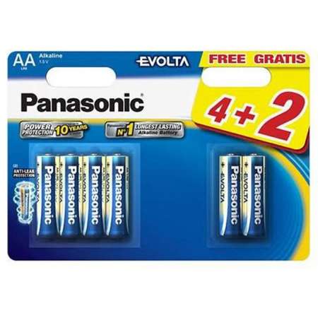 Щелочная батарейка Panasonic AA щелочные Evolta promo pack в блистере 6шт LR6EGE/6B2F