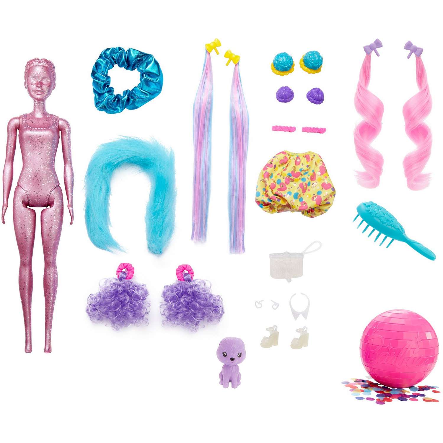 Набор Barbie Кукла из серии Блеск Сменные прически в непрозрачной упаковке (Сюрприз) HBG39 HBG39 - фото 4