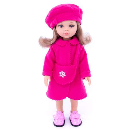 Пальто с беретом МОДНИЦА для куклы 32 см малиновый