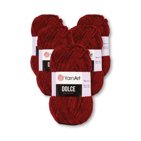 Пряжа для вязания YarnArt Dolce 100 гр 120 м микрополиэстер пушистая плюшевая 5 мотков 752 бордовый