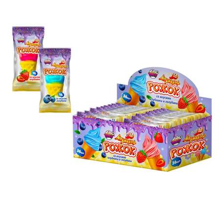 Мармелад жевательный Fun Candy Lab РОЖОК клубника голубика 36 шт по 15 гр