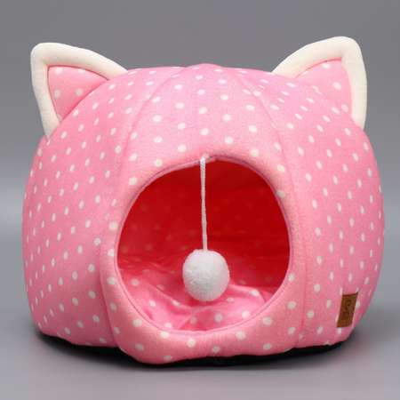 Домик Пушистое счастье для животных «Котик» 36х35 см розовый