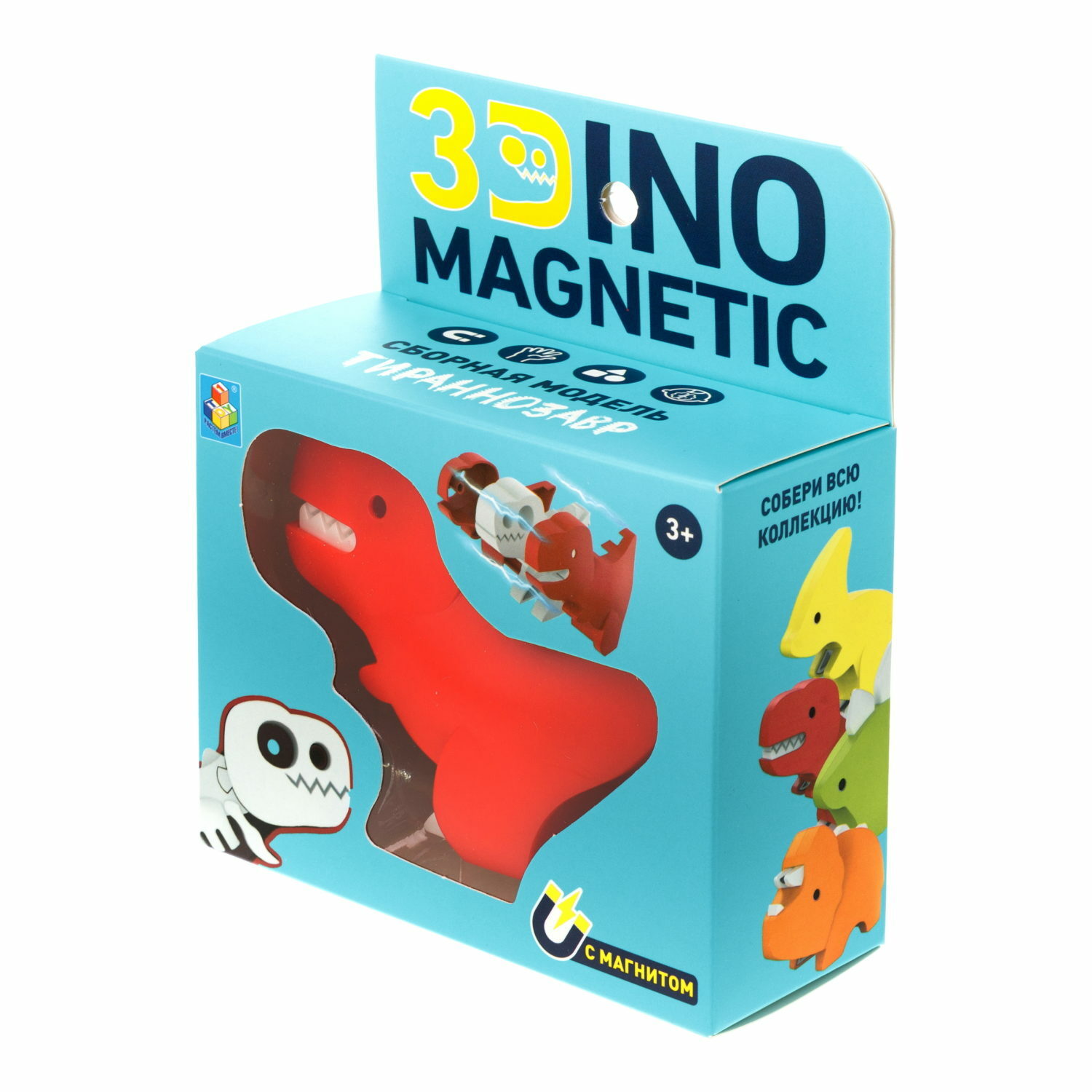 Сборная модель 1TOY 3Dino Magnetic Тираннозавр красный - фото 8