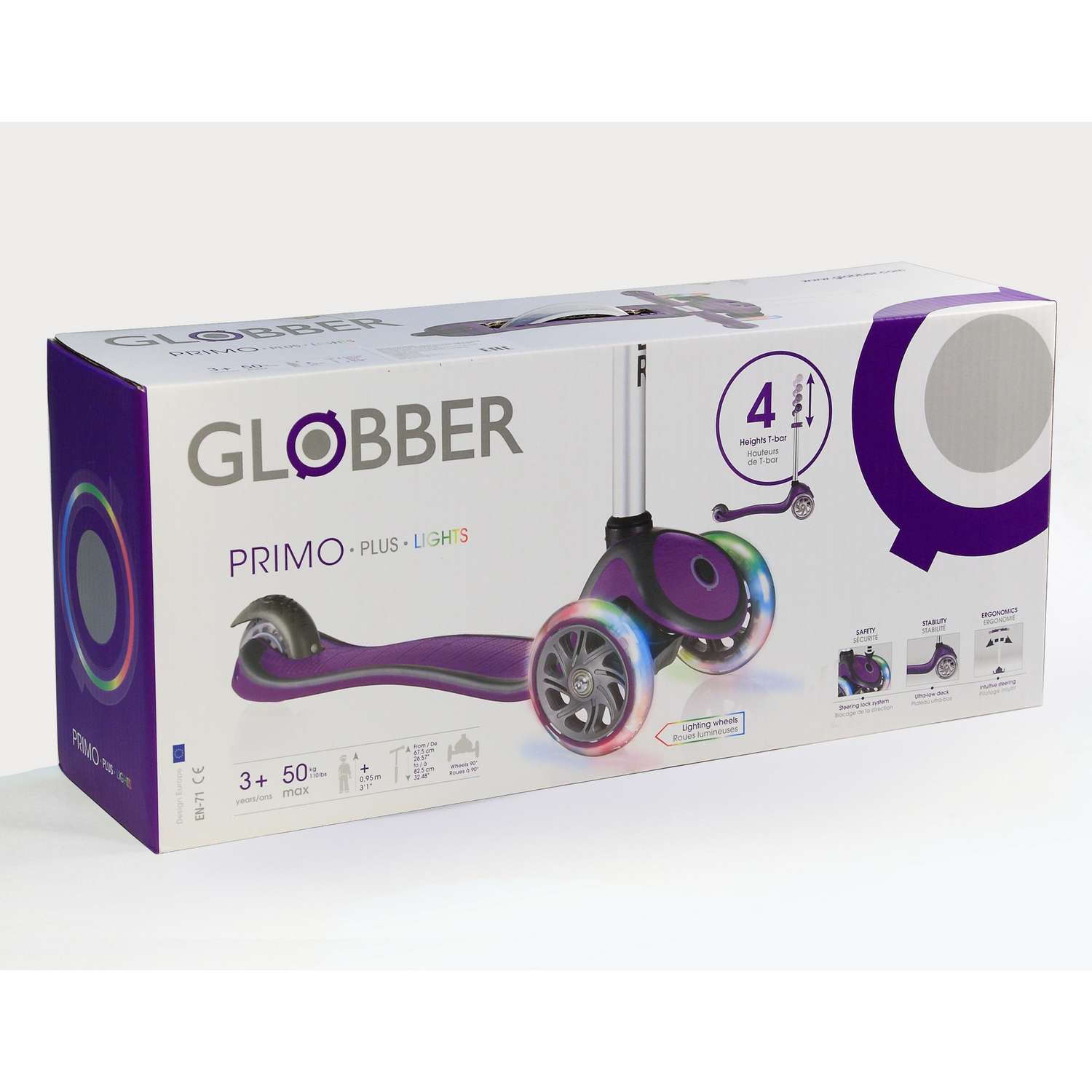 Самокат Globber Primo Plus Lights Фиолетовый 442-103 - фото 2