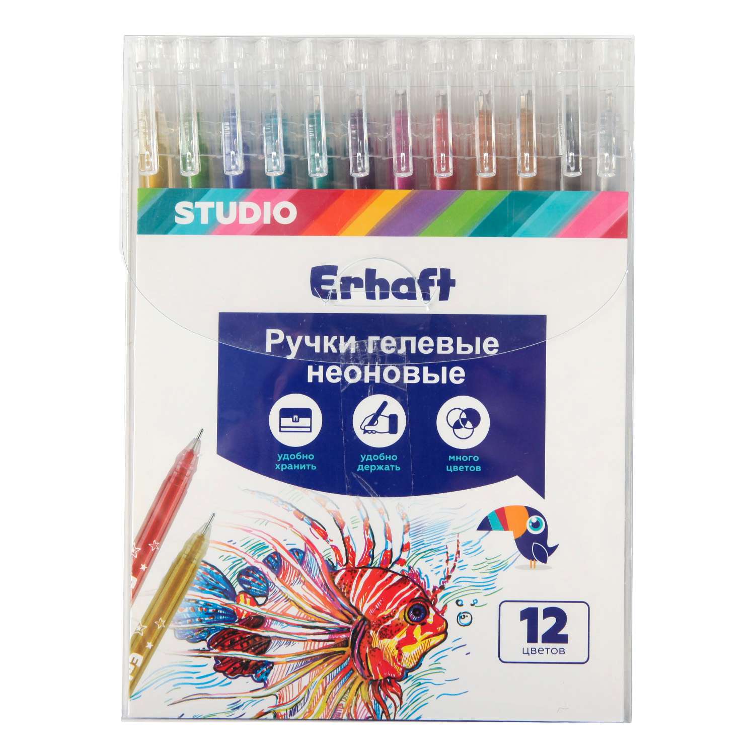 Ручки гелевые Erhaft Studio Металлик 12 цветов MP72200 - фото 1